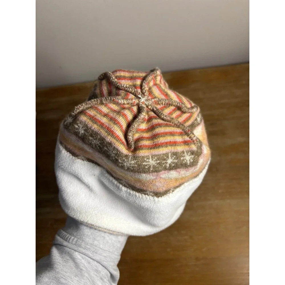 Kids Pigtails Fair Isle Knit Beanie Hat with Pom Pink Cream Brown‎ Trees Foxes